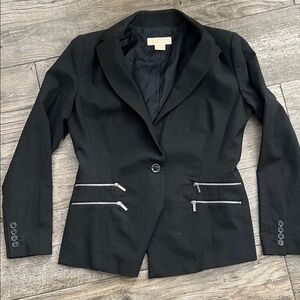 Michael Kors Black Blazer with Silver Zipper Details